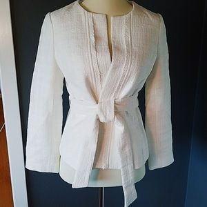 Banana Republic white wrap tweed blazer size 14